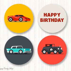 Cartão de feliz aniversário de carros, IMPRIMÍVEL, cartão de felicitações de carros, aniversário de menino, carros retrô, 2º aniversário, 3º aniversário, carros e caminhões - KB007 imagem 7