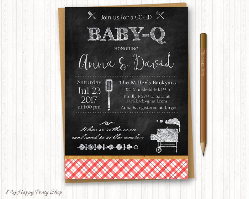 BBQ Thank You Card Barbeque Theme Party Favor Picnic Party Etsy