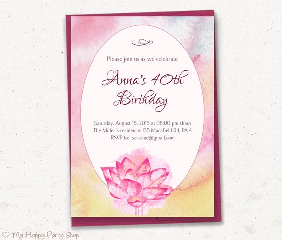 woman birthday invitation printable