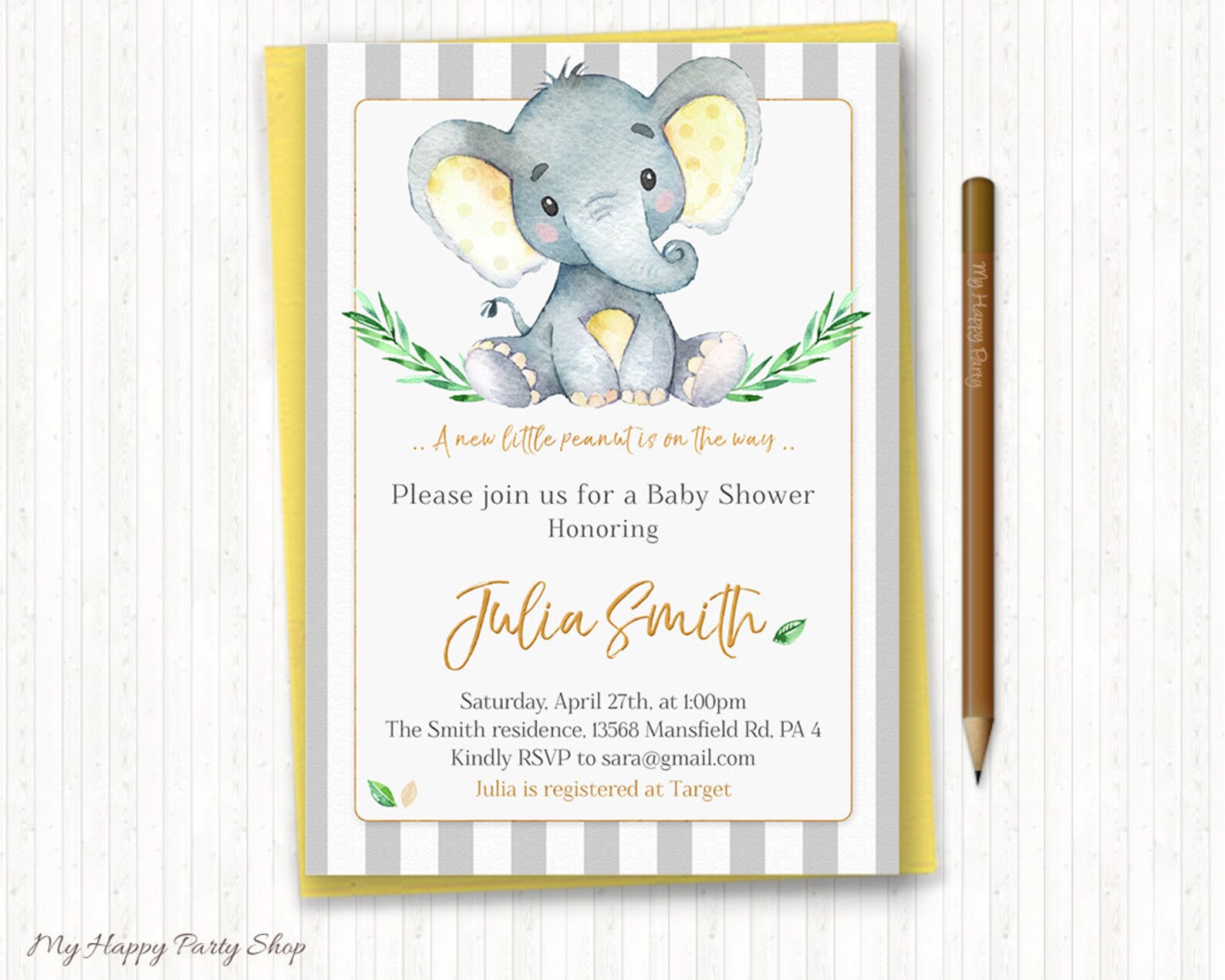 Yellow Elephant Favor Tags PRINTABLE Cute Elephant Tags | Etsy