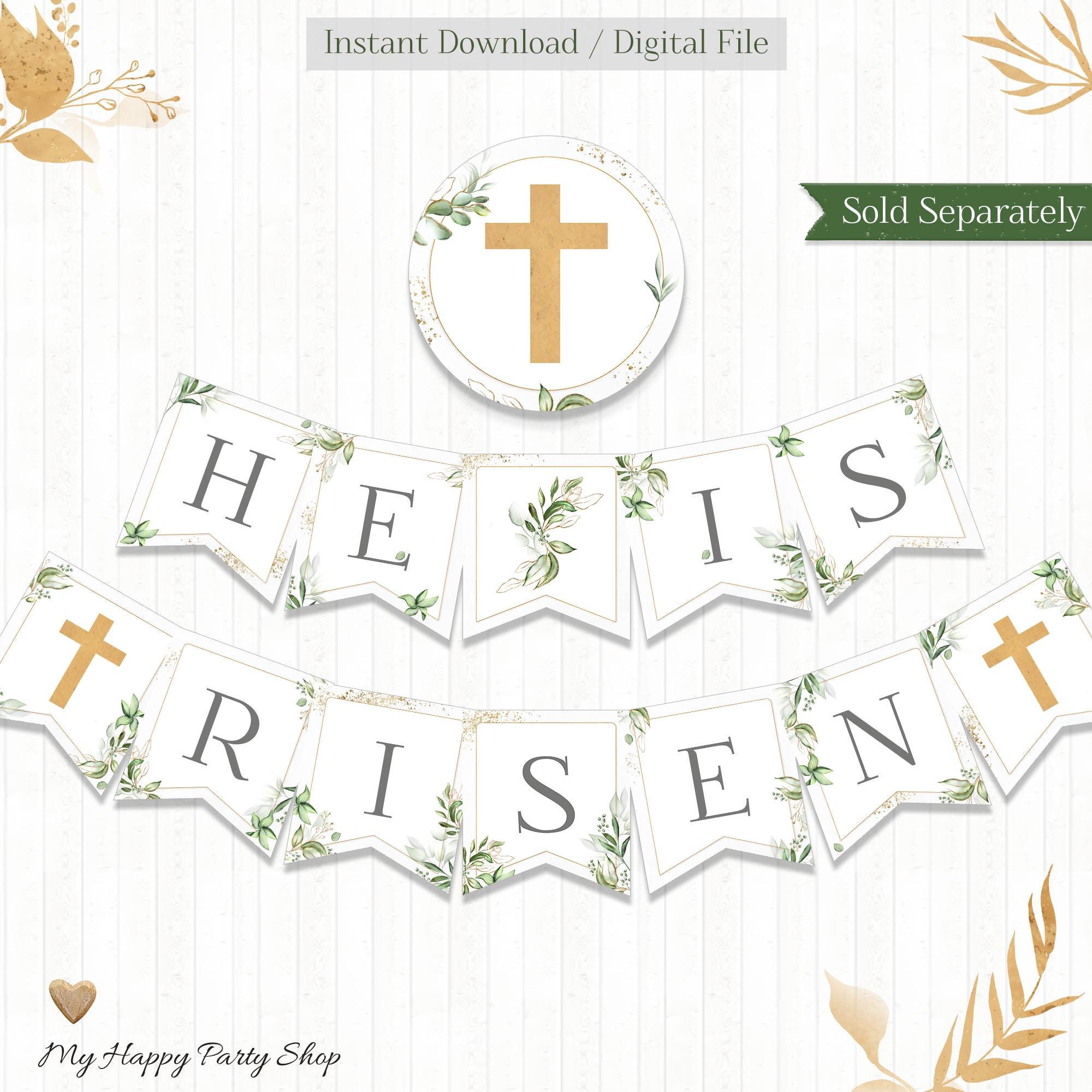 Happy Easter Banner | Printable | Easter Party Decor | Greenery ...