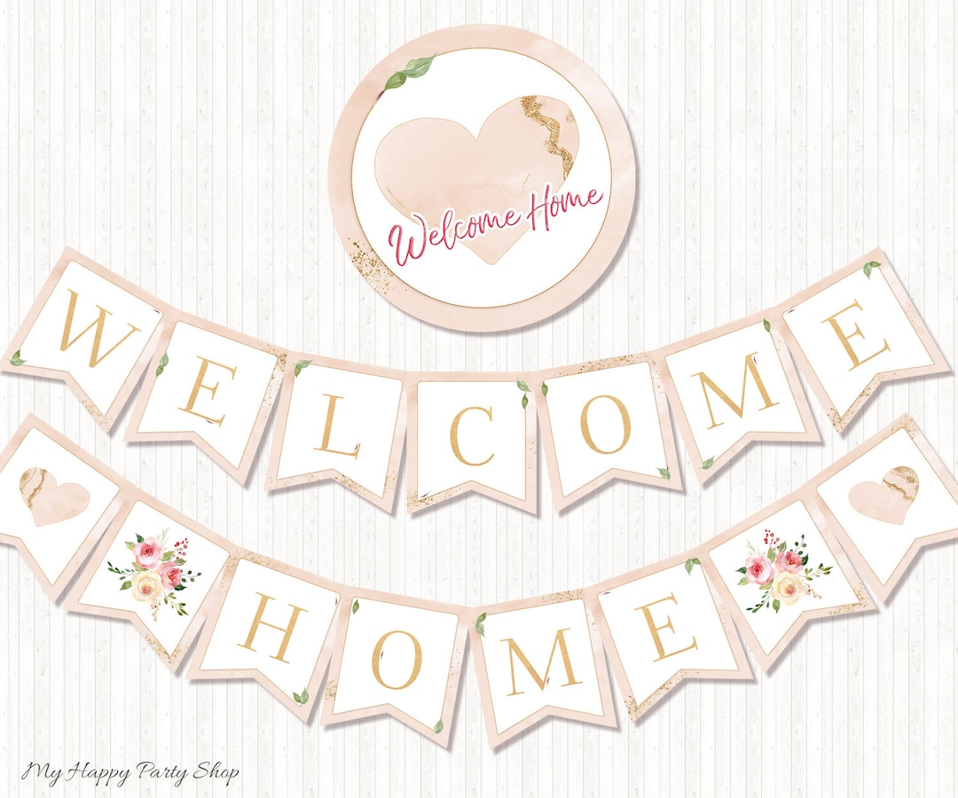 Welcome Home Banner, PRINTABLE, Pink Homecoming Banner, Blush Pink ...