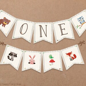 ONE Banner, PRINTABLE, Woodland Birthday Banner, Woodland Party Decor ...