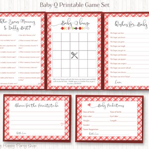 Baby Q Bingo Card, PRINTABLE, BBQ Baby Shower, Red Baby Q, Gender ...