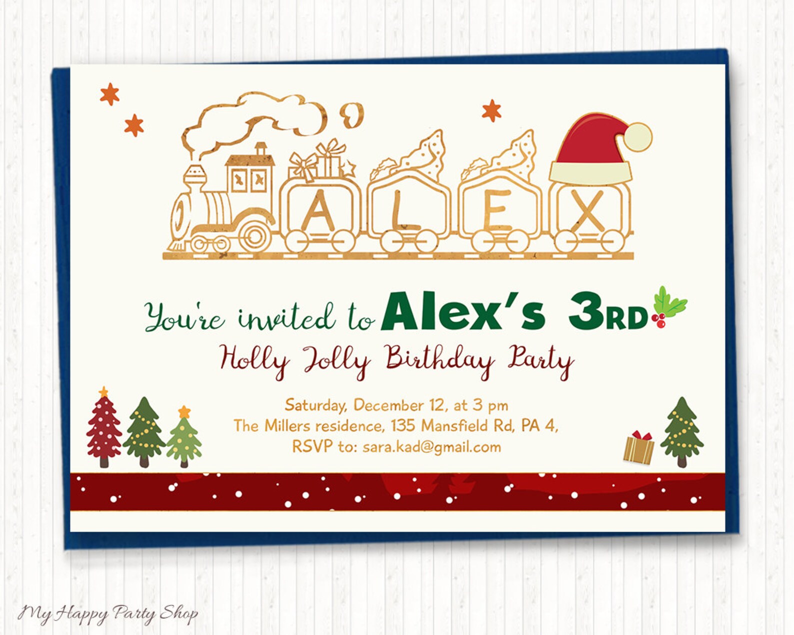 Christmas Birthday Invitation PRINTABLE Christmas Birthday | Etsy