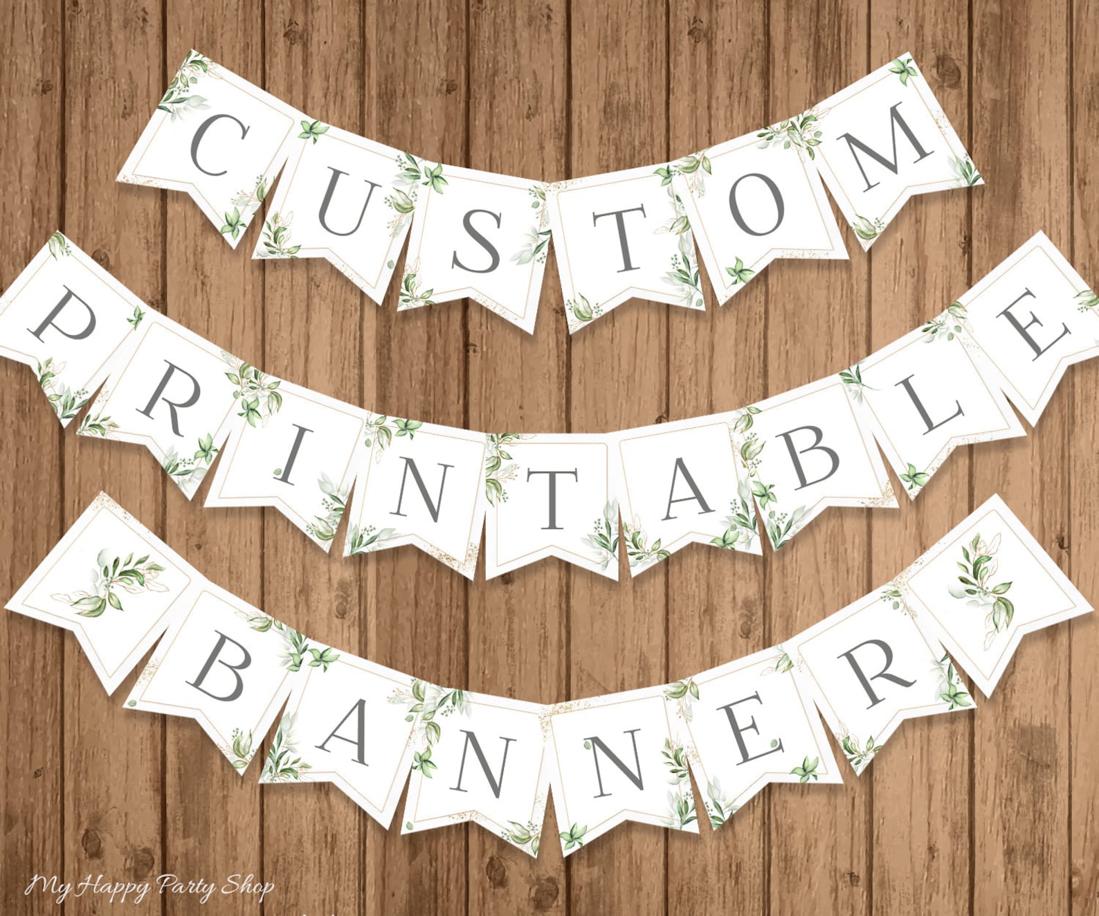 Custom Printable Banner Greenery Personalized Banner Design Etsy