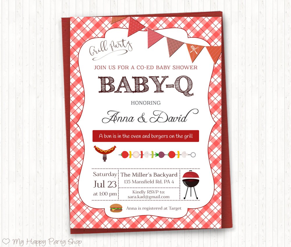 BBQ Baby Shower Invitation PRINTABLE Barbeque Baby Shower Etsy