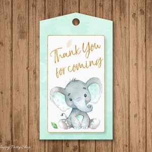 Purple Elephant Favor Tags Printable Cute Elephant Tags Etsy