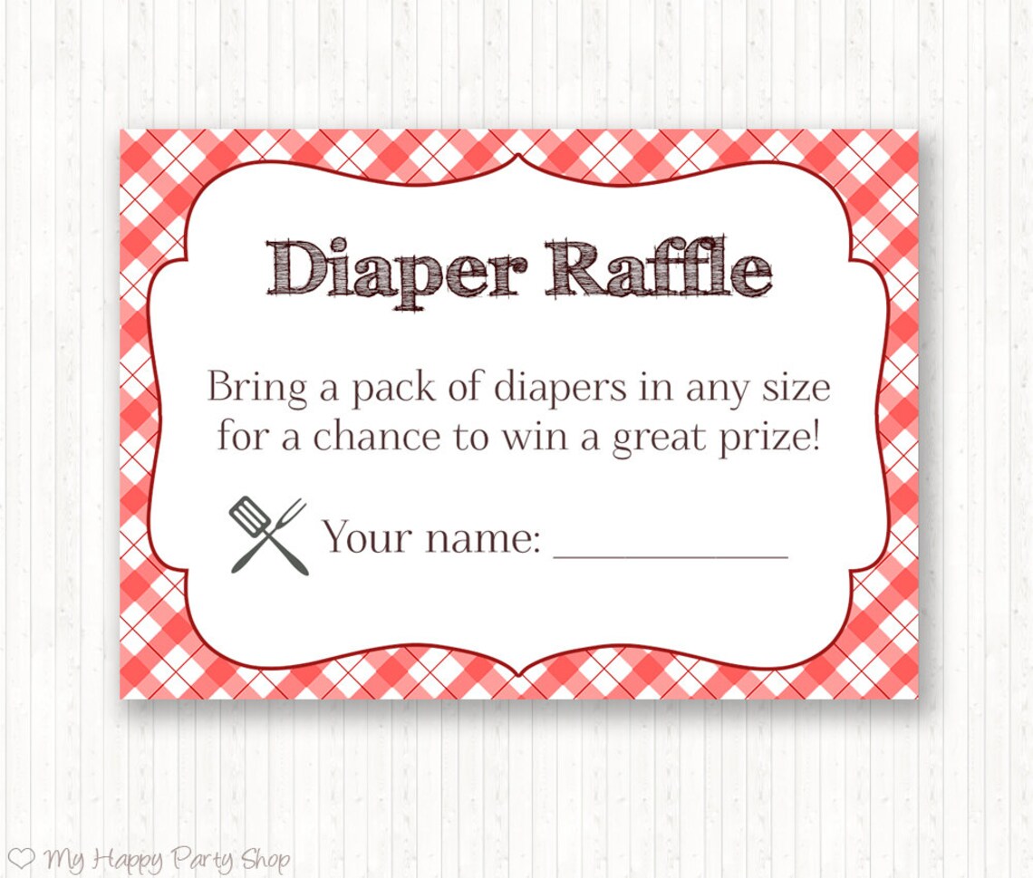 Baby Q Diaper Raffles Printable Instant Download BBQ Etsy