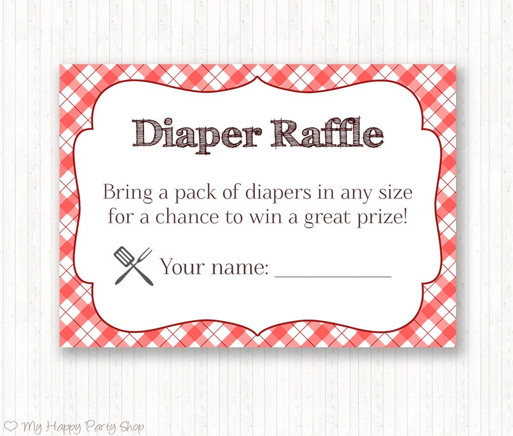 Baby Q Diaper Raffles Printable Instant Download BBQ Etsy