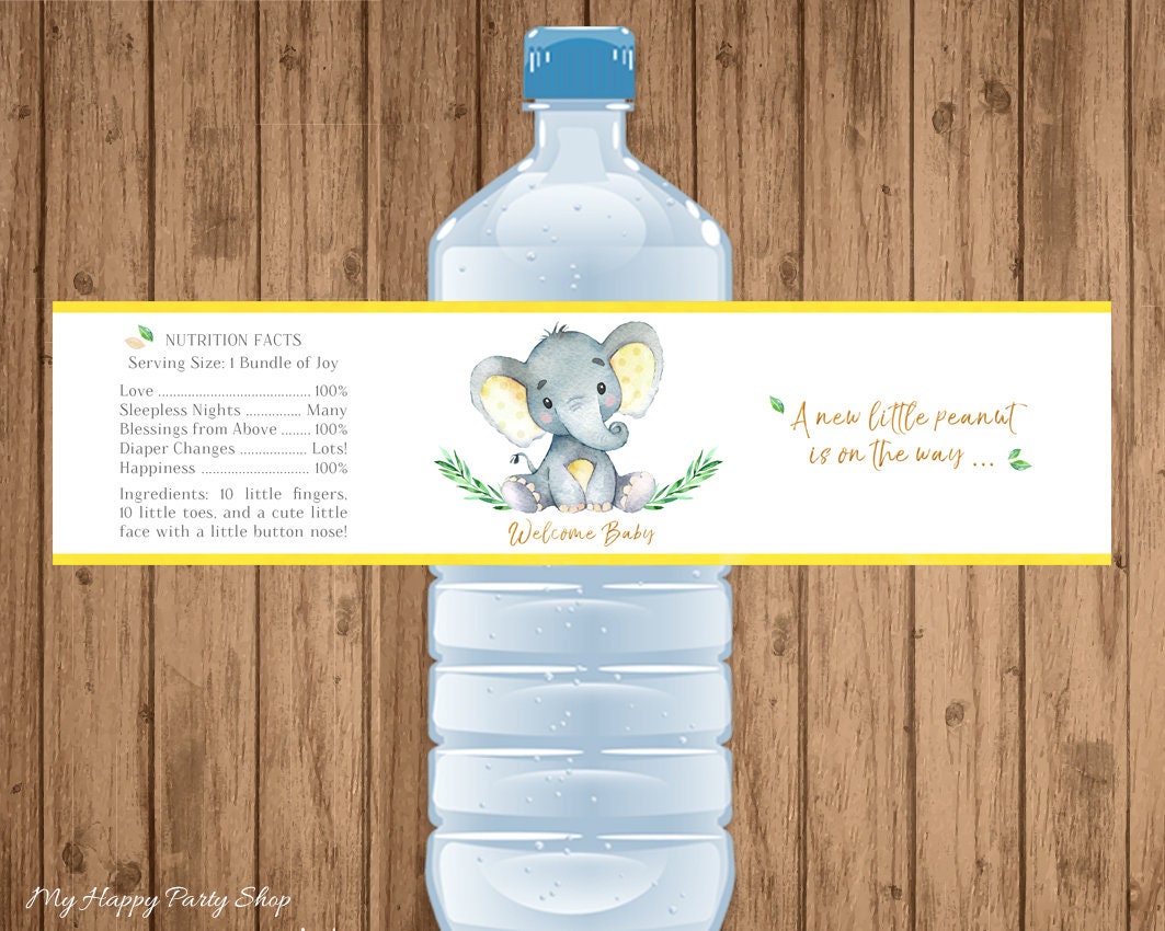 Yellow Elephant Favor Tags PRINTABLE Cute Elephant Tags | Etsy