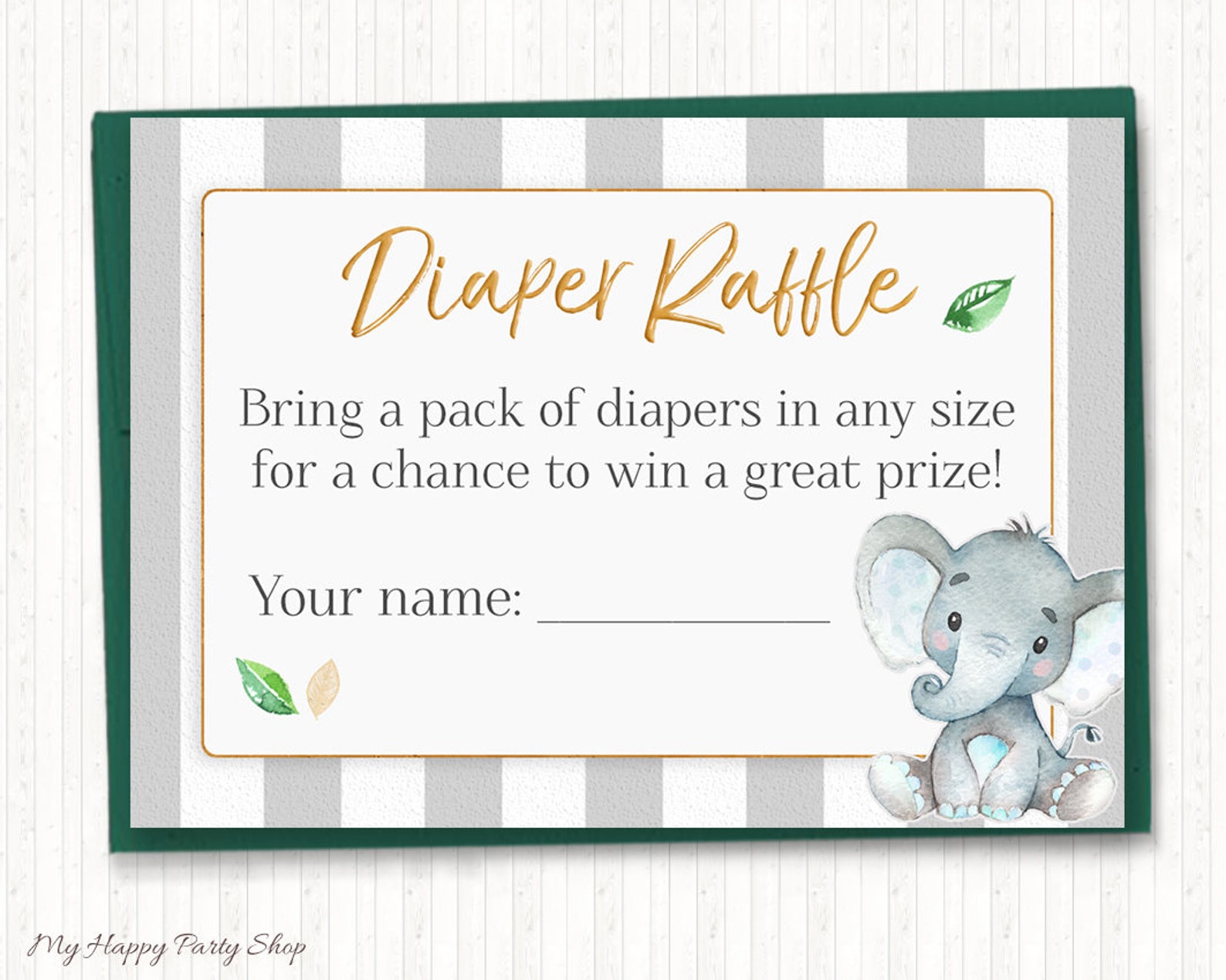 Elephant Diaper Raffles PRINTABLE Elephant Shower Tickets - Etsy