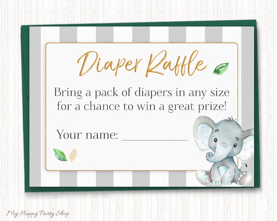 Elephant Diaper Raffles PRINTABLE Elephant Shower Tickets | Etsy