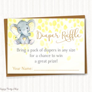 Yellow Elephant Thank You Tags, PRINTABLE, Elephant Party Decor, Baby ...