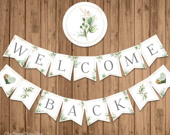 Welcome Back Banner, PRINTABLE, Greenery Homecoming Banner, Welcome Back Party, INSTANT DOWNLOAD - Digital File - BSU066