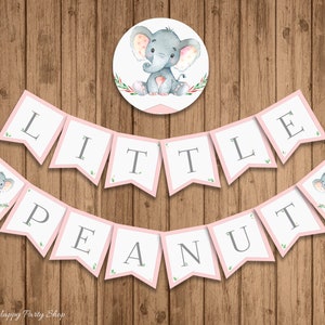 Rosa elefant babyshowerbanderoll | Välkommen bebis | UTSKRIVBAR | Digital nedladdning | BSU046PI bild 8