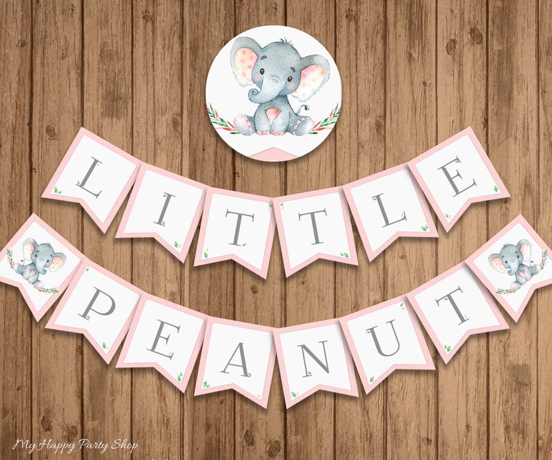 Rosa elefant babyshowerbanderoll | Välkommen bebis | UTSKRIVBAR | Digital nedladdning | BSU046PI bild 8