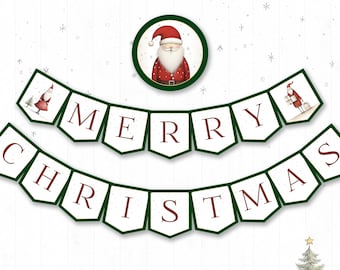 メリークリスマスの印刷可能なバナー - デジタルクリスマスサイン