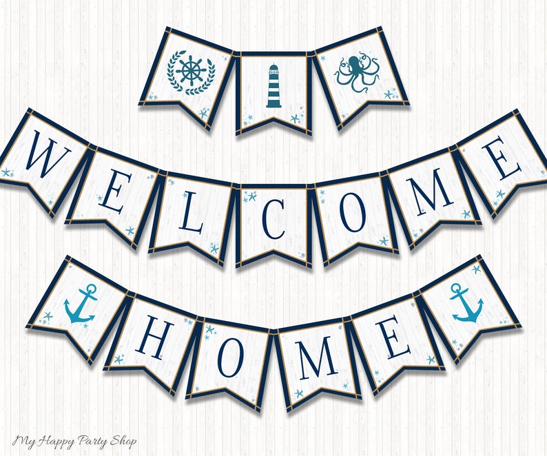 Welcome Home Banner PRINTABLE Nautical Banner Anchor - Etsy