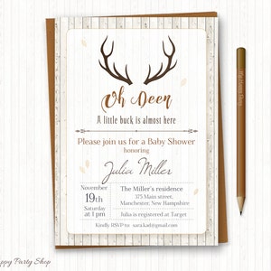Deer Baby Shower Invitation Set -PRINTABLE, Woodland Baby Shower ...