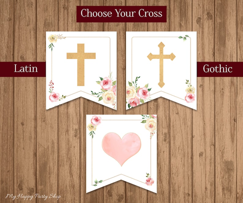 Custom God Bless Banner PRINTABLE DIY Blush Roses Girl - Etsy