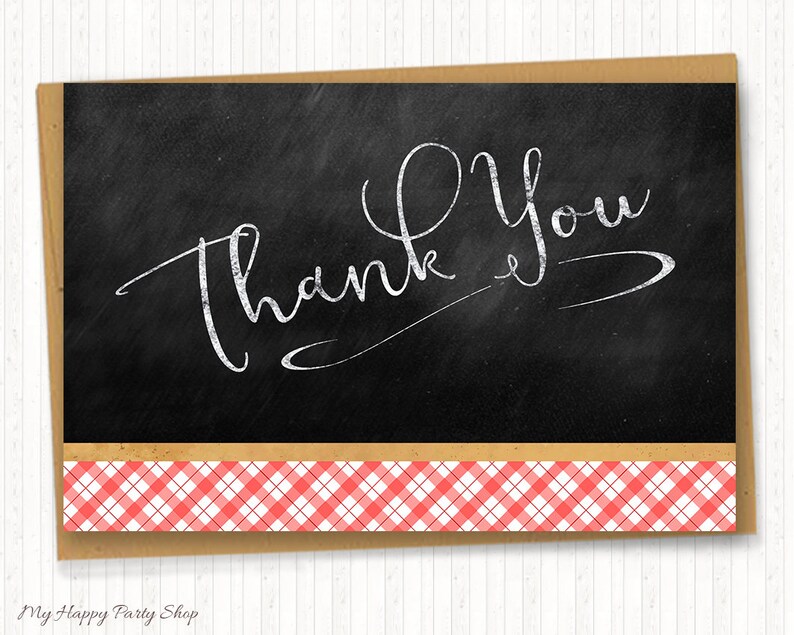 BBQ Thank You Card Barbeque Theme Party Favor Picnic Party Etsy