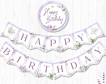 Happy Birthday Banner Printable Banner Party Favors - Etsy