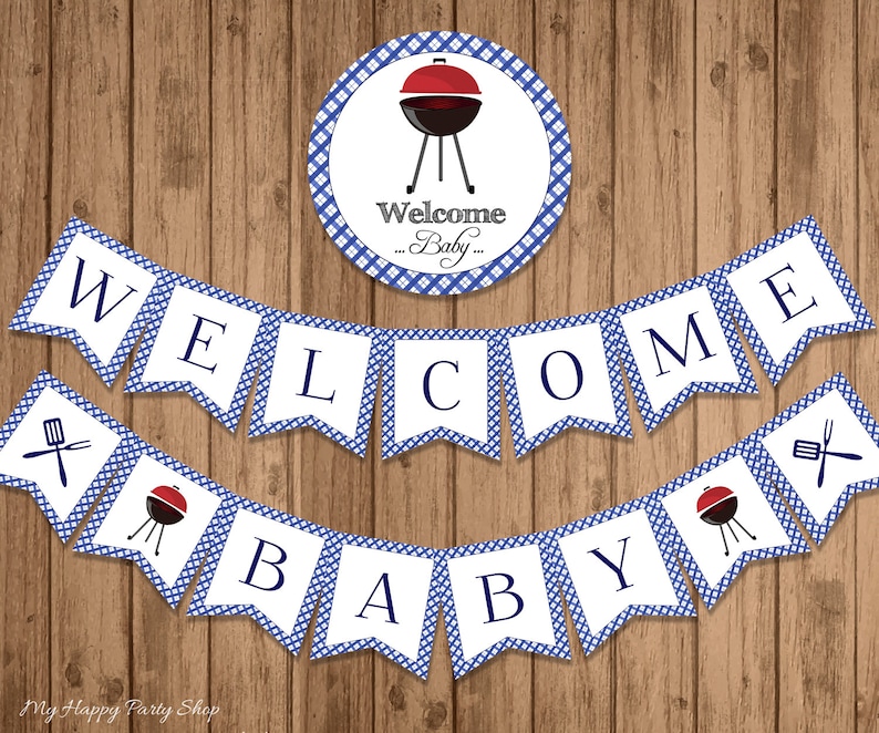 It's a Boy Baby Shower Banner Printable BBQ Baby Shower Etsy