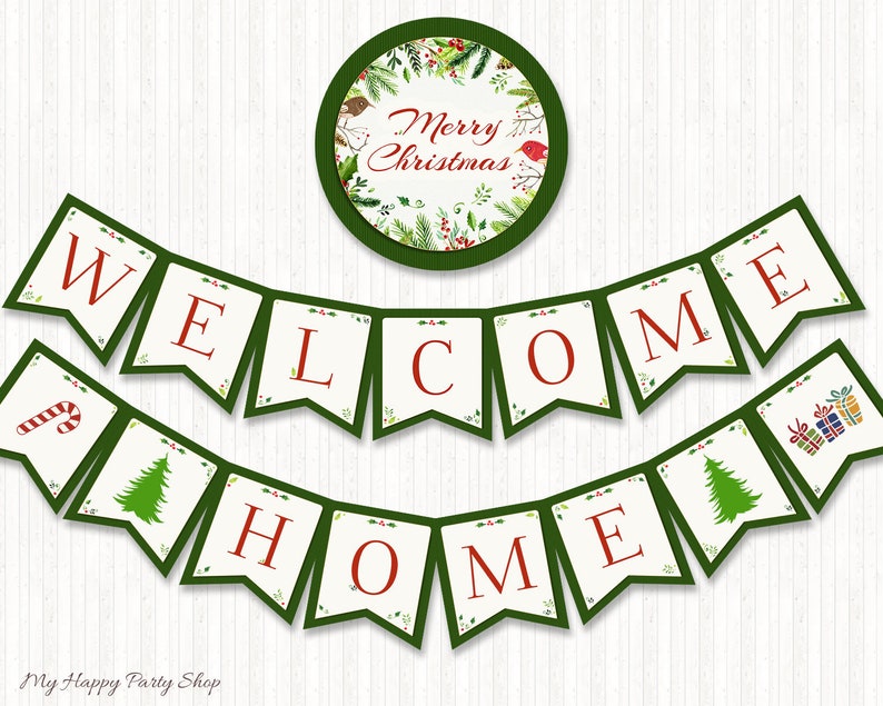 Christmas Banner, PRINTABLE, Merry Christmas Banner, Holiday Flag ...