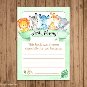 Safari Baby Shower, Ex Libris, Tiere Ex Libris, Tiere zum ausdrucken, Instant Download - BSU062