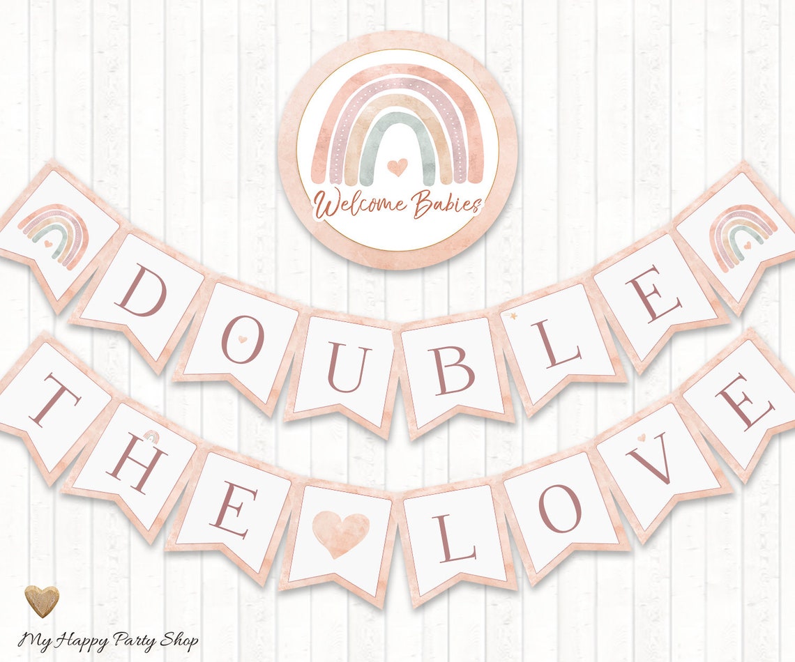 Twins Baby Shower Banner PRINTABLE Welcome Babies Blush - Etsy