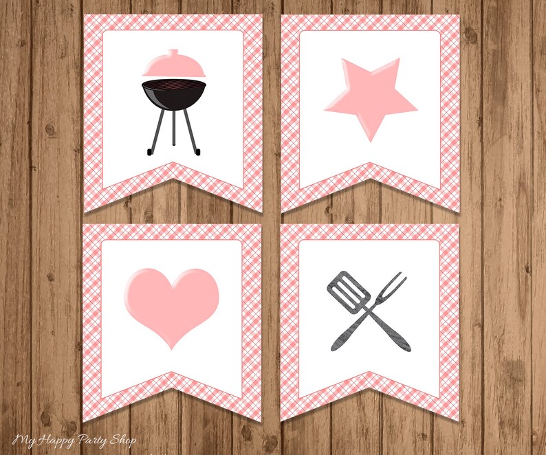 Pink Bbq Pattern Pink BBQ Its a Girl Banner - Printable, Pink Baby Q, Baby Girl. Baby-q ...
