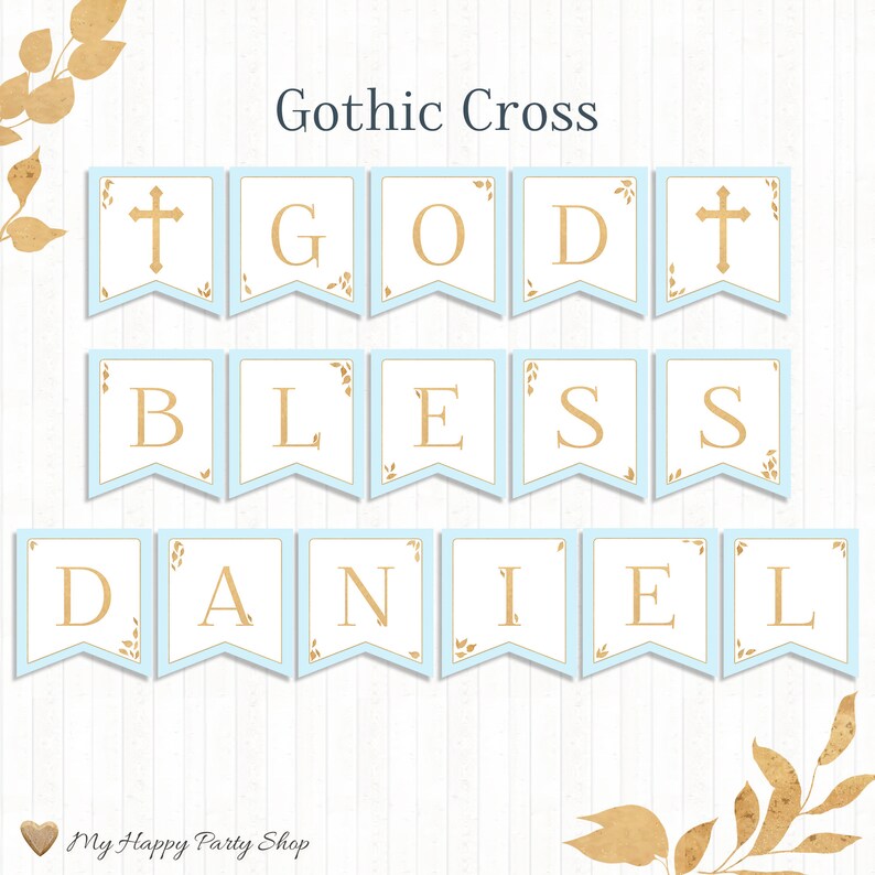 Blue God Bless Banner PRINTABLE Custom Banner DIY Baptism - Etsy