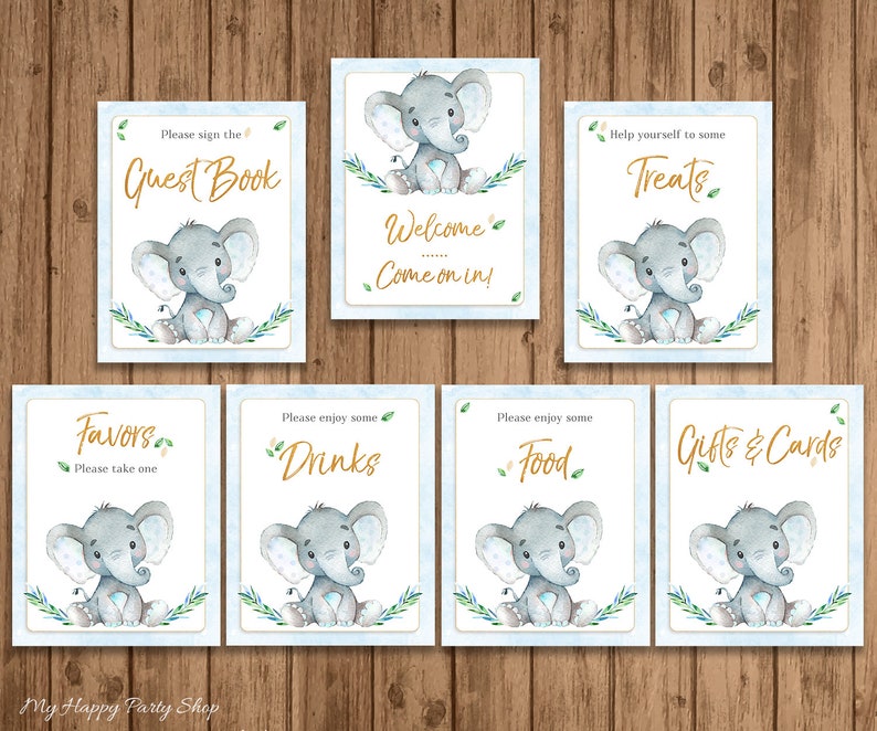 Elephant Water Bottle Labels PRINTABLE Elephant Baby Shower | Etsy