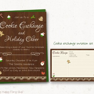 Cookie Recipe Card Printable, Christmas Recipe Card, Cookie Exchange ...