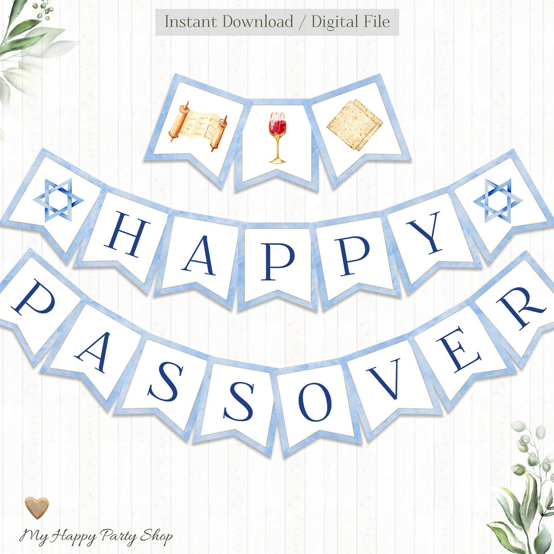Passover Display Happy Passover Banner, PRINTABLE, Pesach Jewish Holiday Banner ...