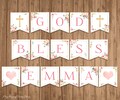 Custom God Bless Banner, PRINTABLE, DIY, Blush Roses, Girl, Baptism Decor, First Communion, Christening, Confirmation, Digital File - BSG016 product logo
