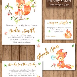 Fox Baby Shower Invitation Set PRINTABLE Little Fox Shower - Etsy