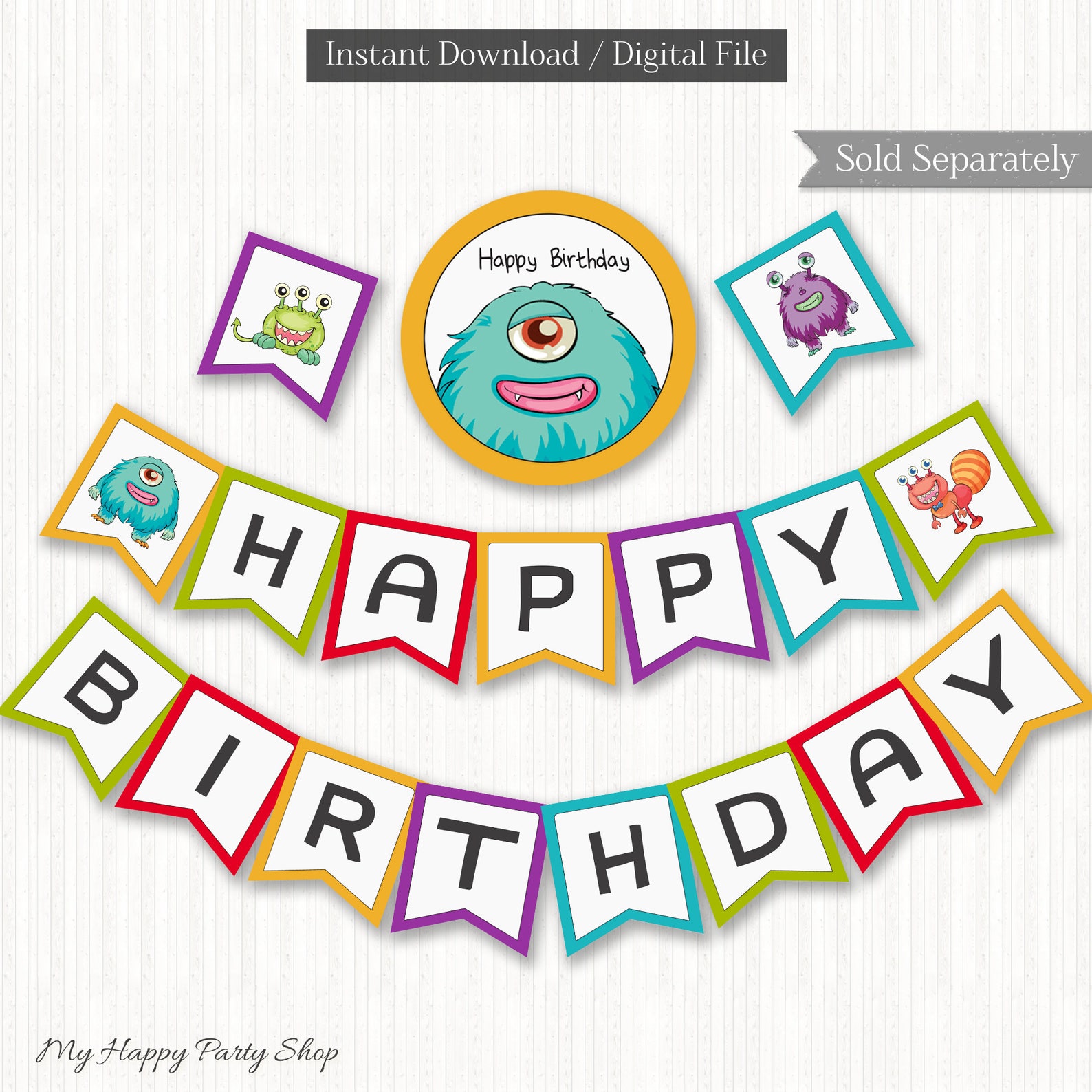 Monsters Happy Birthday Cards Printable Toddler Birthday - Etsy