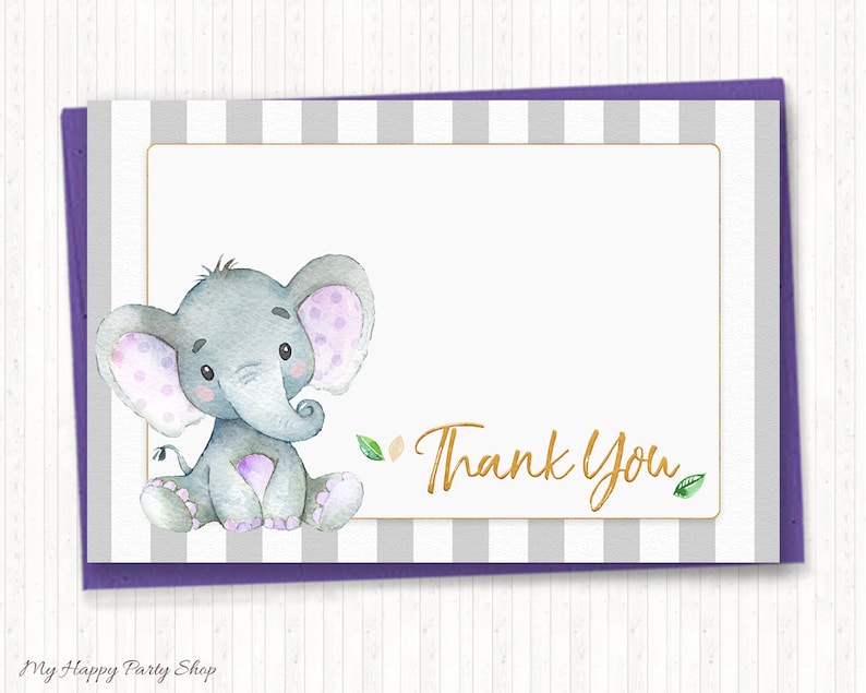 Purple Elephant Baby Shower Invitation Set PRINTABLE Little Etsy
