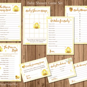 Bee Baby Shower Games Kit, PRINTABLE, Bee Baby Shower Games, Set of 8 ...