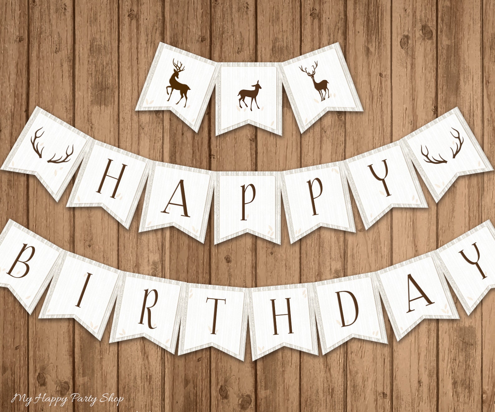 Deer Birthday Banner Printable Happy Birthday Banner | Etsy