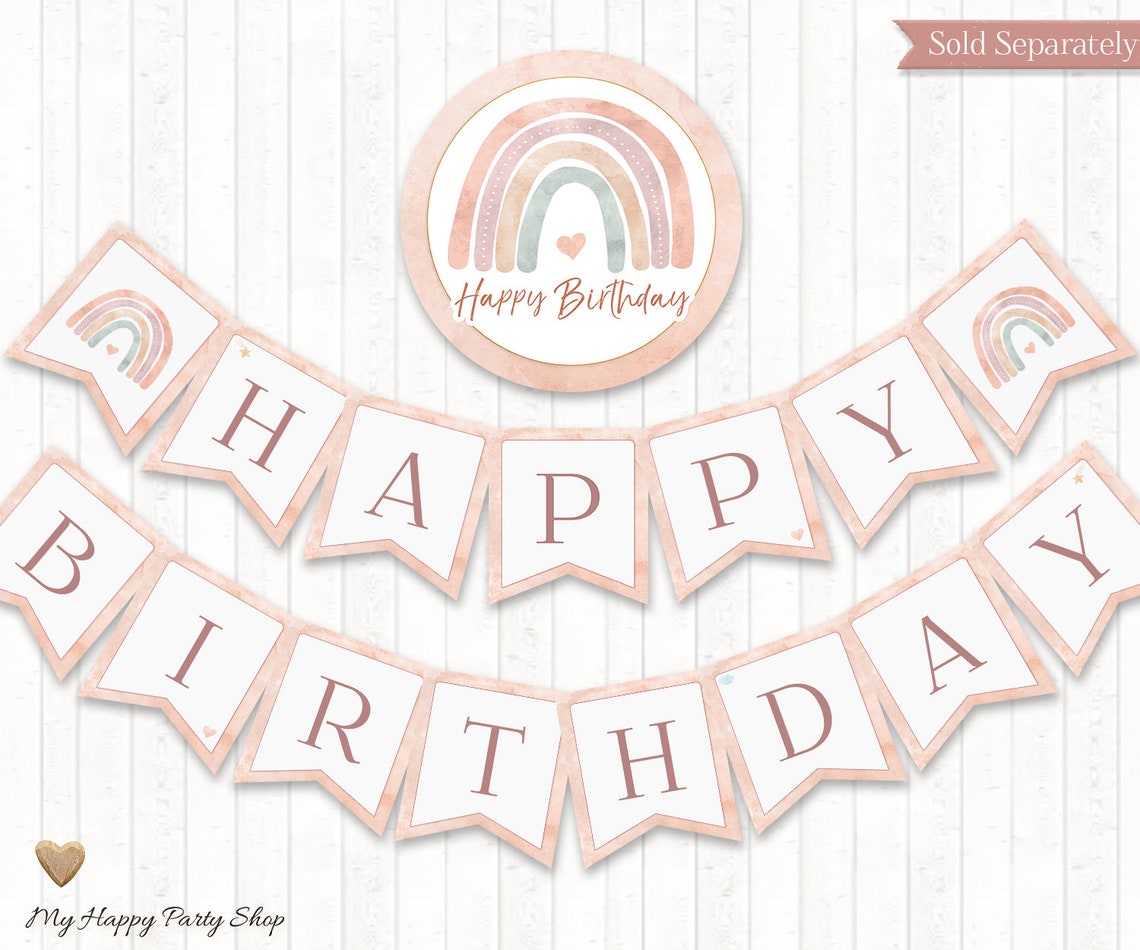 Rainbow Birthday Banner PRINTABLE One Banner First | Etsy