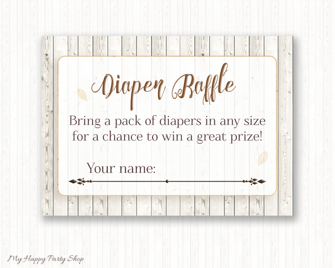 Woodland Diaper Raffles PRINTABLE Rustic Baby Shower Boho Etsy