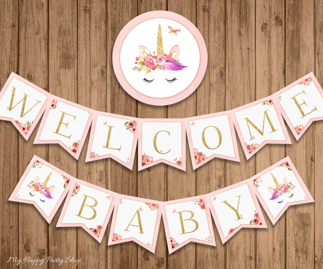 Unicorn Baby Shower Banner, PRINTABLE, Welcome Baby Banner, Boho ...