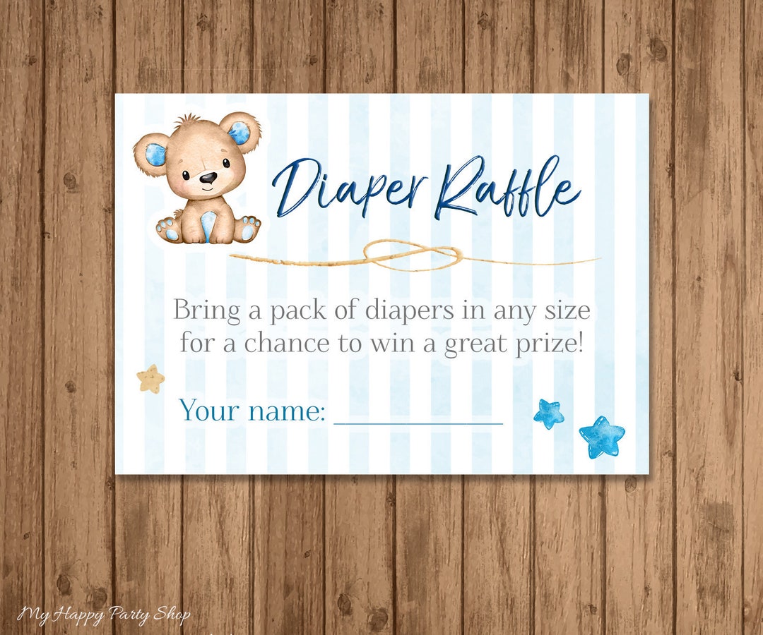 Teddy Bear Diaper Raffles PRINTABLE Bear Shower Tickets - Etsy Israel