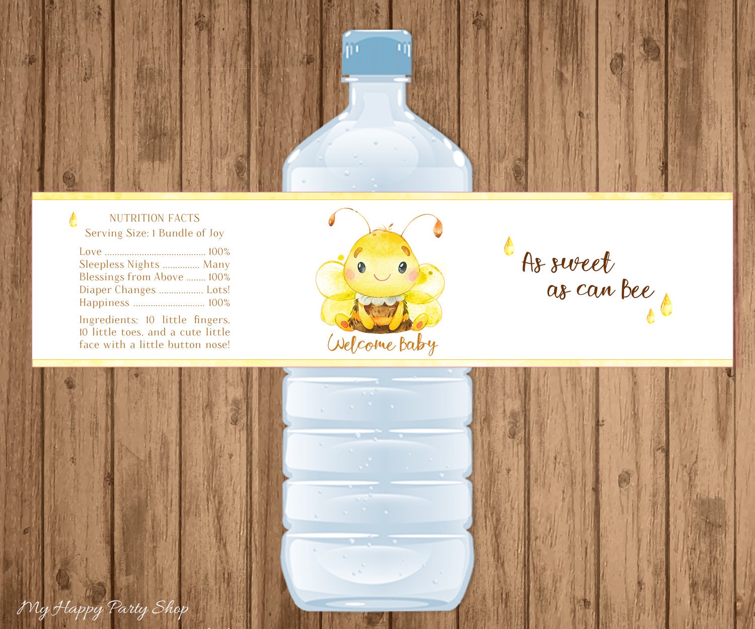 Bee Water Bottle Labels PRINTABLE Baby Bee Bee Bottle Etsy 日本