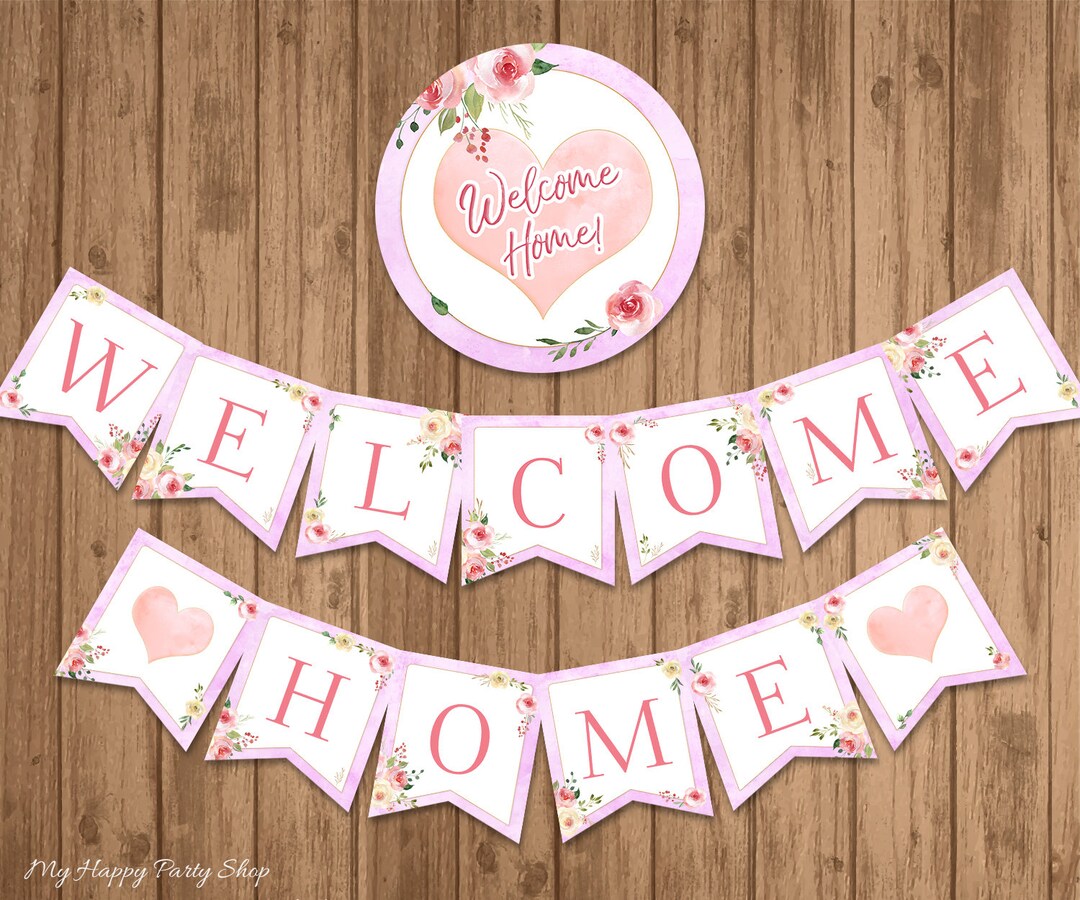 Home Banner, PRINTABLE, Roses Banner, Housewarming