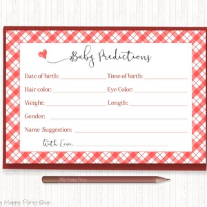 Tarjeta de predicciones para bebés de Baby Q, IMPRIMIBLE, predicciones para bebés con barbacoa, baby shower con barbacoa roja, baby shower con picnic, descarga instantánea - BSU020R