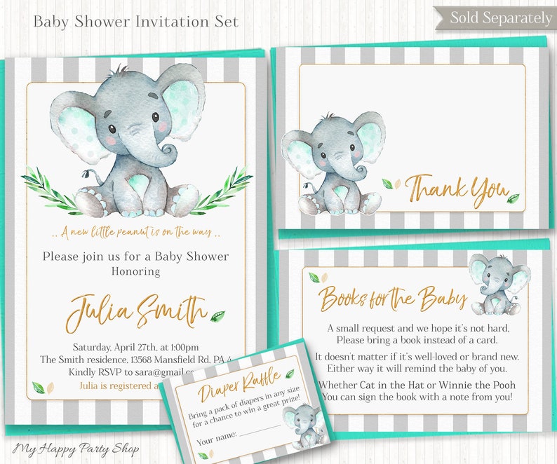 Elephant Welcome Baby Shower Sign PRINTABLE Mint Green - Etsy